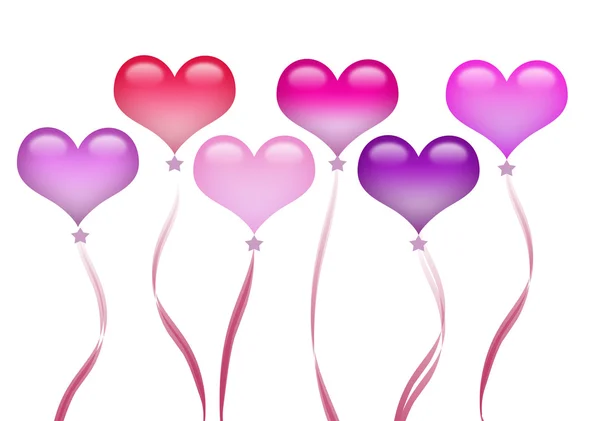 Illüstrasyon kalp şekli balonları özel günlerinde yüzen. Telifsiz Stok Imajlar