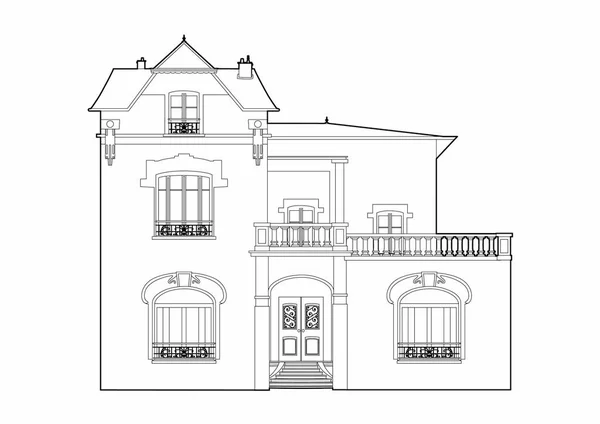 Ilustración Vectorial Una Linda Mansión Archivo Eps — Archivo Imágenes Vectoriales