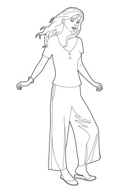 EPS 10 dosyası, ayakta duran bir kadının vektör illüstrasyonu