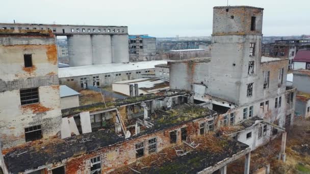 View Old Ruined Buildings City Abandoned Factory Top View — Stock Video