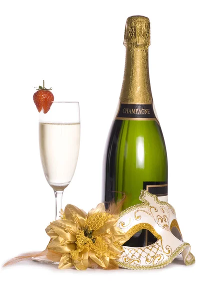 Fiesta de máscaras de champán — Foto de Stock