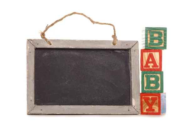 Baby abeceda bloky s černou deskou — Stock fotografie