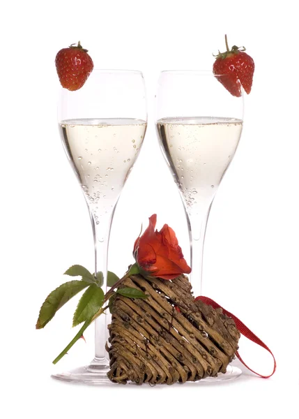 Champagne for valentines day — Stock Photo, Image
