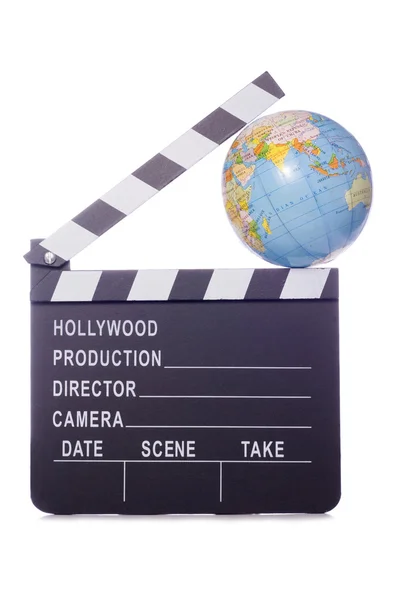 Världen film film clapper cutout — Stockfoto