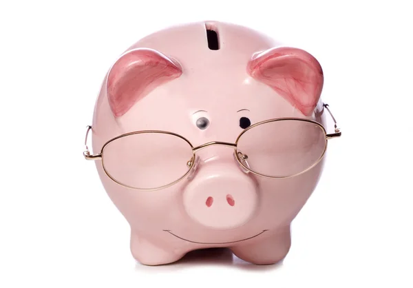 Mądry pieniędzy zapisywania piggy bank wyciąć — Zdjęcie stockowe