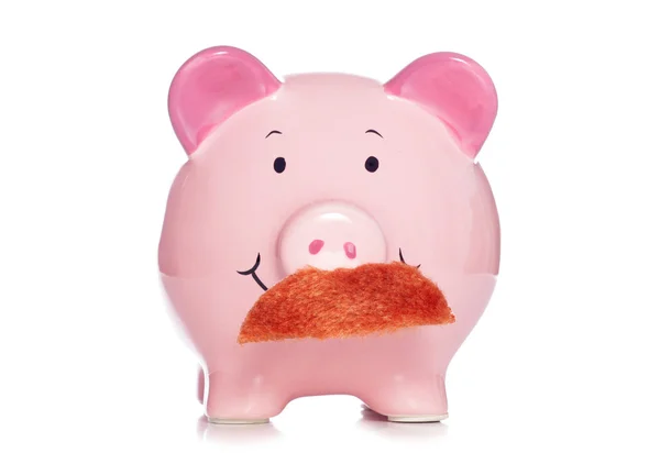 Banker moustache piggy bank — Stock Photo, Image