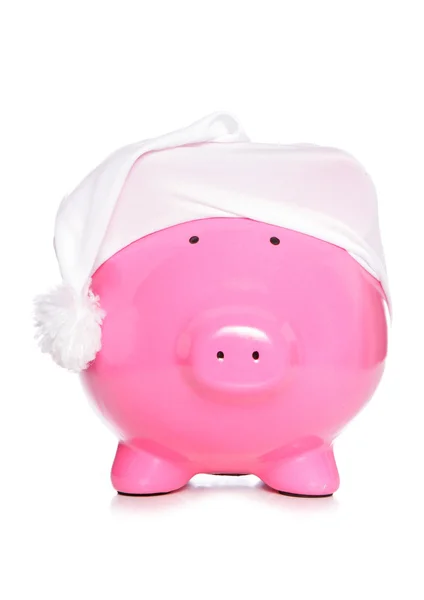 Piggy Bank portant une casquette de couchage — Photo