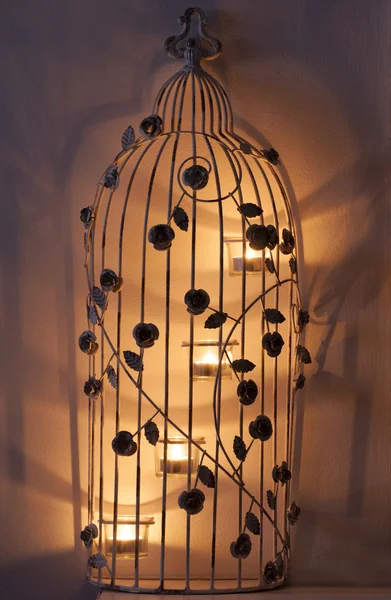 Ornamento candela gabbia per uccelli — Foto Stock