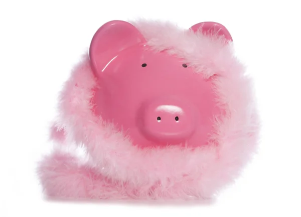 Piggy Bank usando guirlanda fofa — Fotografia de Stock