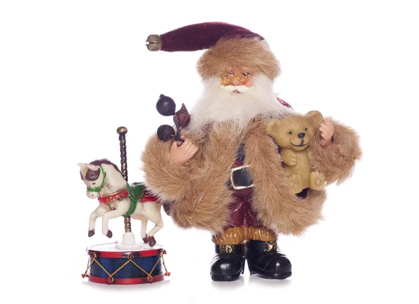 Vintage Vater Weihnachten mit altem Spielzeug — Stockfoto