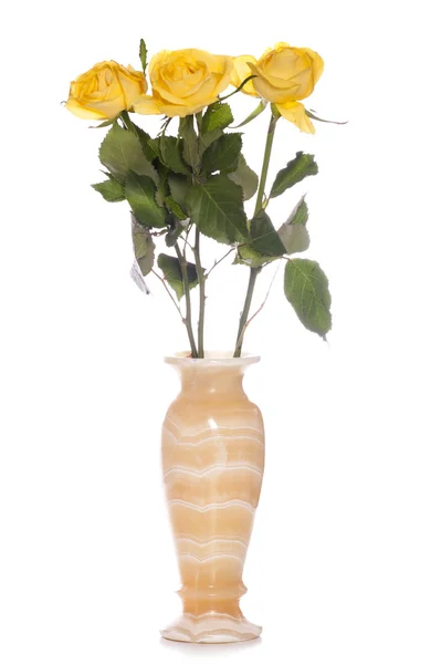 Vintage onyx vase with roses — Stock Photo, Image