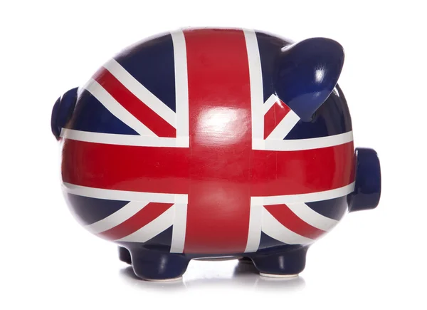 Union jack piggy bank profile — Stock Photo, Image