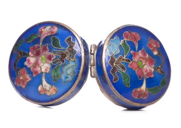 Antique azul esmalte cloisonne snuffbox — Fotografia de Stock