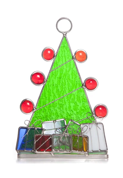ステンド グラスのクリスマス ツリーの飾り — ストック写真