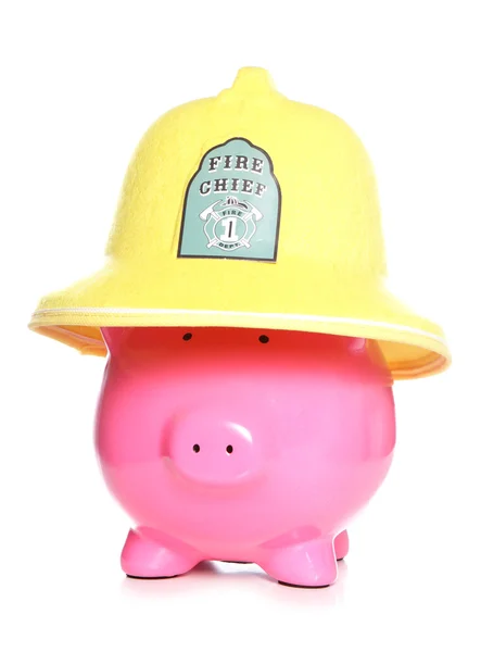 Piggy bank fire chief — Stock Photo, Image