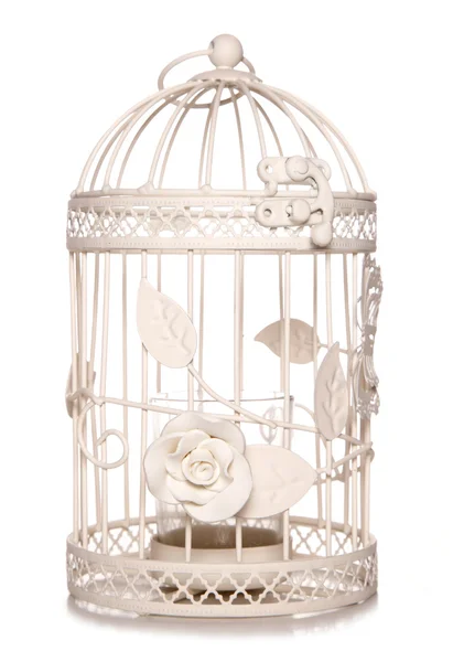 Shabby chic bird cage candle holder — Stock Photo, Image