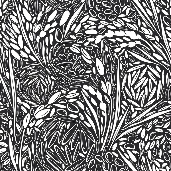 Ρύζι Χωρίς Ραφή Διάνυσμα Φυτών Δημητριακών Λευκή Υφή Σπόρων Μαύρο — Διανυσματικό Αρχείο