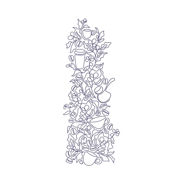 Abstract Coffee Design Line Art Tree Graphic Cup Aroma Arabica — Stock vektor