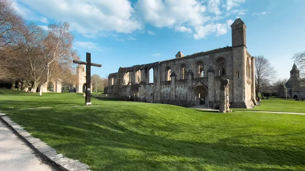 Glastonbury Town Ruines Vieux Château Glastonbury Tor Comté Anglais Somerset — Photo