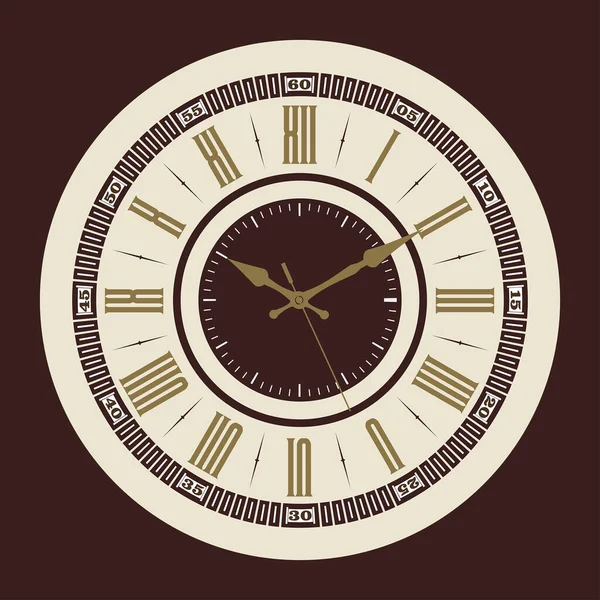 Horloge Visage Dans Style Rétro Chiffres Romains — Image vectorielle