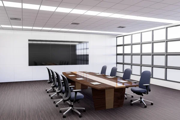 Illustration Mockup Horizontal Blackboard Wall Meeting Room Interior Design Glass — Stock Photo, Image