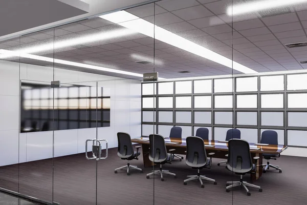 Illustration Mockup Horizontal Blackboard Wall Meeting Room Interior Design Glass — Stock Photo, Image