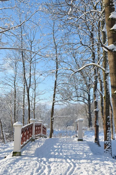 Kış aylarında küçük köprü aracılığıyla patika