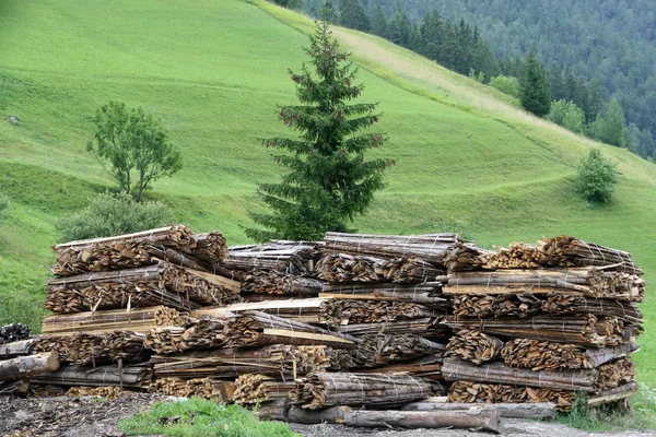 Pile of lumber cut into boards and stacked — Stock Photo, Image