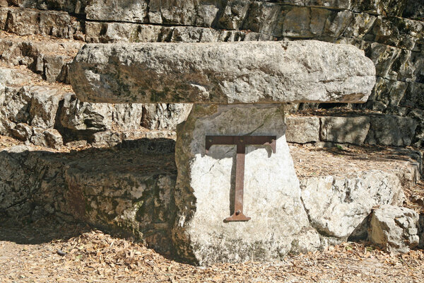 altar shaped cross of Tau in Assisi