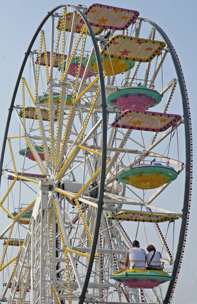 on the Ferris wheel at an amusement park