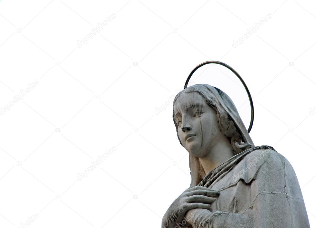 Statue of our Lady Saint Mary with tears in the face