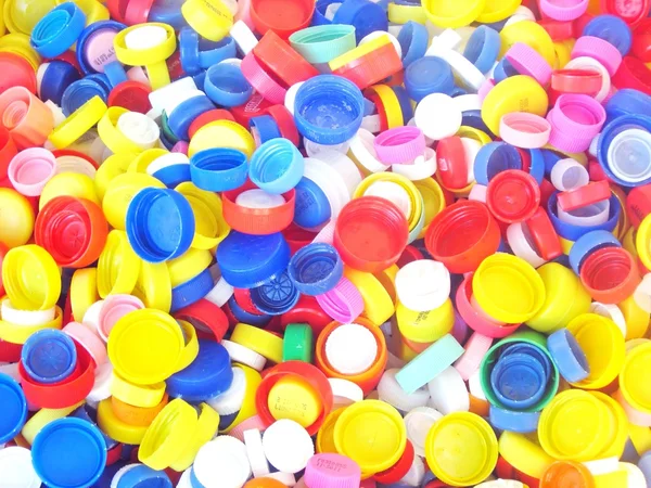 Plastové krytky připravena k recyklaci — Stock fotografie