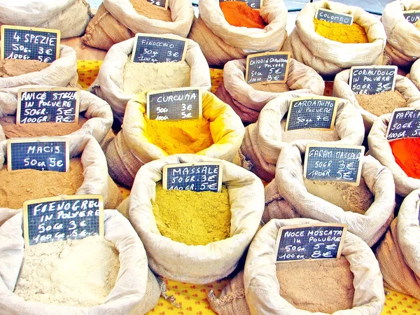 Bags of piquant spices for sale — Stock Photo, Image