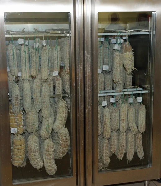 Temperatura controlada refrigerador para el mantenimiento de Salamis a — Foto de Stock