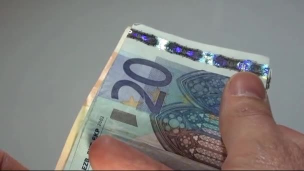 Mãos contando notas de euro muito rapidamente para pagamento — Vídeo de Stock