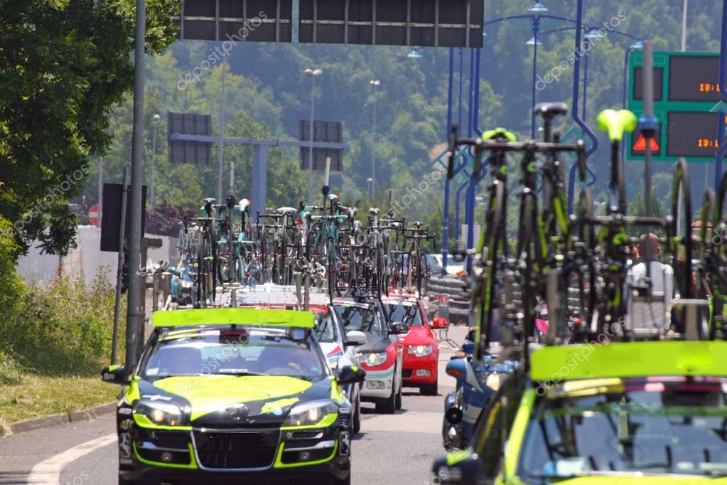 Powerful machines with bicycles flagships Commons follow cyclist