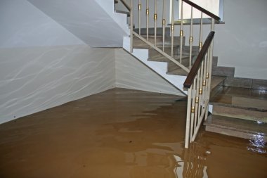 scale of a House fully flooded during the flooding of the river clipart