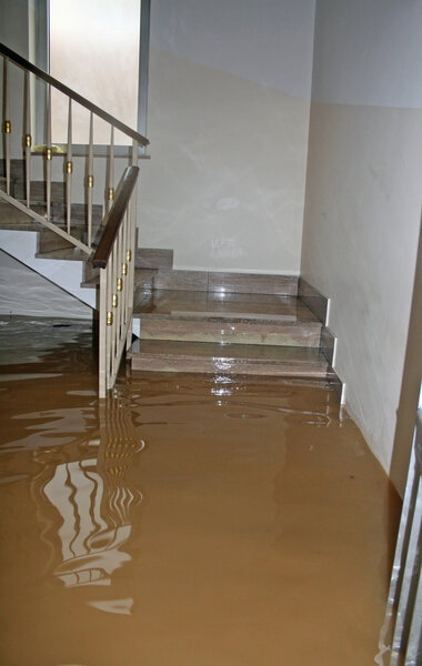 stair of a House fully flooded during the flooding of the river