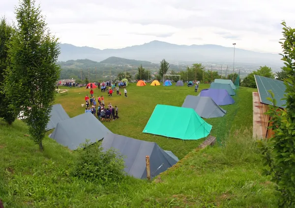 And tents in a scout camp — Stock Photo, Image