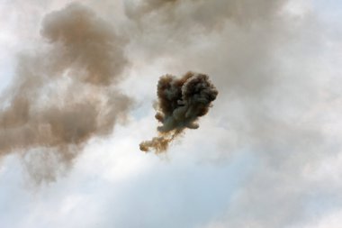dangerous and dramatic cloud of black smoke after an explosion i clipart
