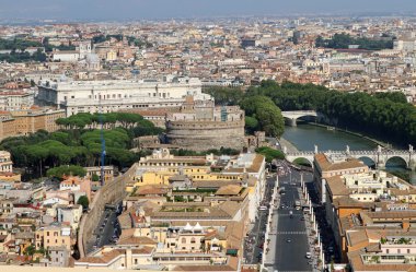 view of the city of Rome with Castel Sant Angelo