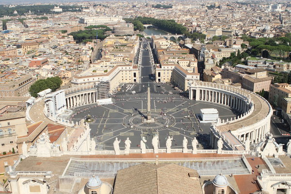 Beautiful breath taking panoramic view of St. Peter's square in Vatican City
