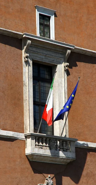 Famous balcony of piazza venezia in Rome — Stock Photo, Image