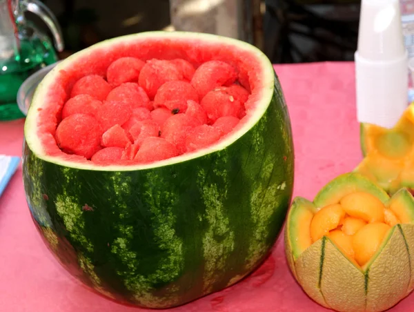 Vattenmelon fest för att fira sommaren med färsk melon — Stockfoto