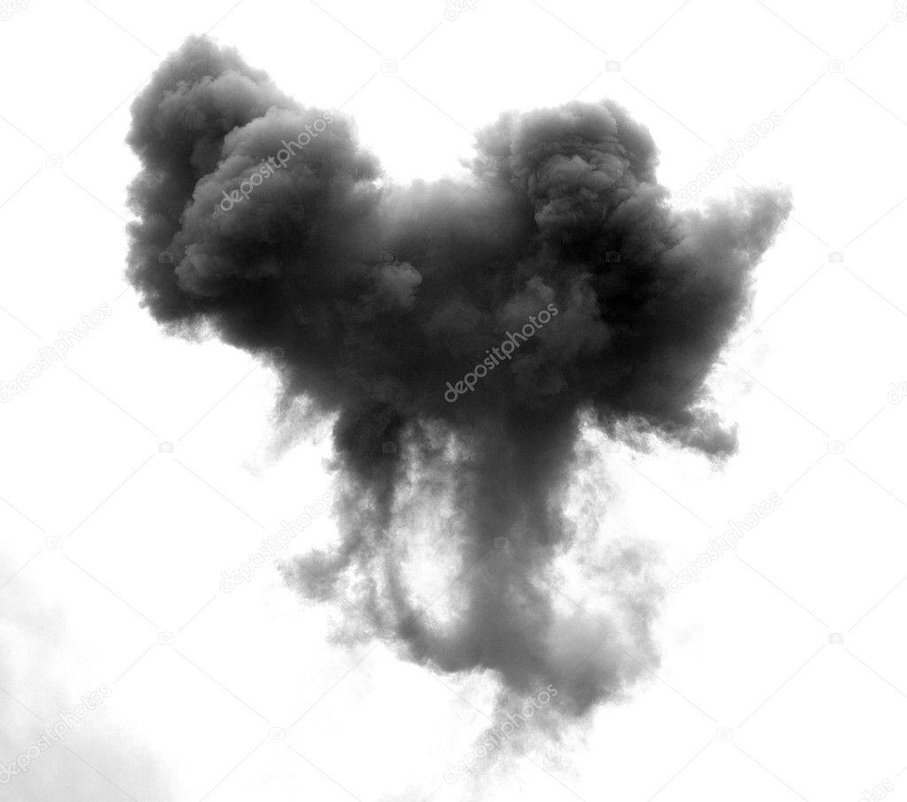 black cloud caused by an explosion of a bomb in the sky