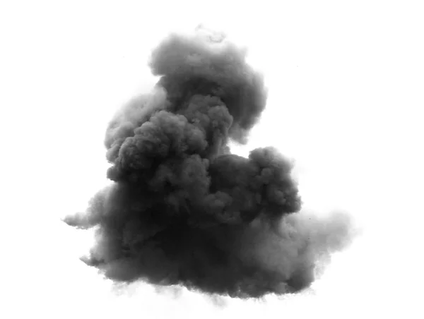 Black cloud with a thick blanket of smoke high in the white sky — Stock Photo, Image