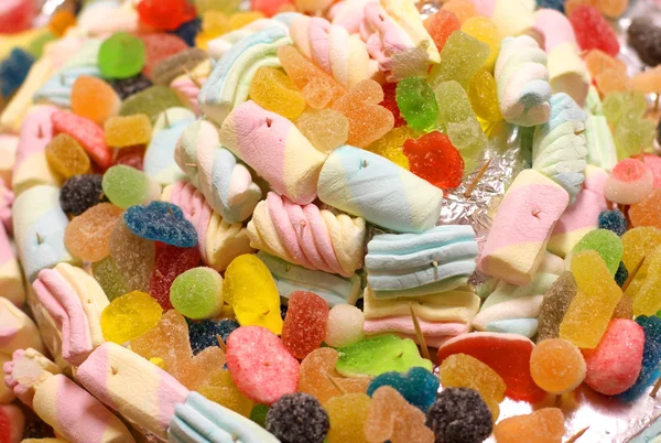 Tasty candy Gummy cake and candy sweets — Stock Photo, Image