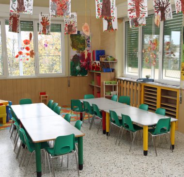 Bebek odası çocuk çizimleri ile sınıf