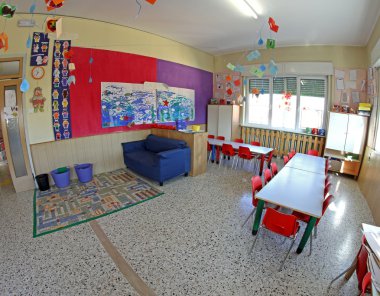 bir anaokulu resim atölyesi