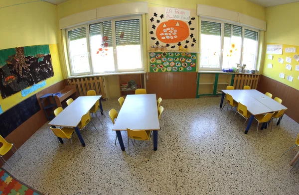 Kleuterschool klasse met fisheye-lens — Stockfoto